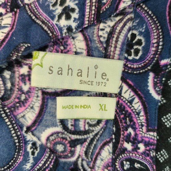 Sahalie Button Down Rayon Peasant Blouse size XL - Picture 3 of 6